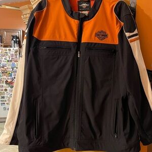 Harley-Davidson Men's Black and Orange Varsity Jacket